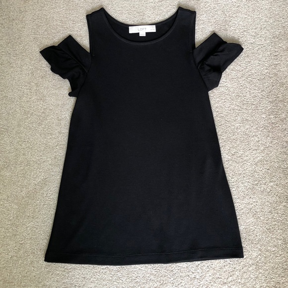 LOFT XXS Petite Black Ruffle Sleeve Top - Picture 4 of 5